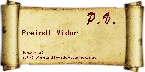 Preindl Vidor névjegykártya